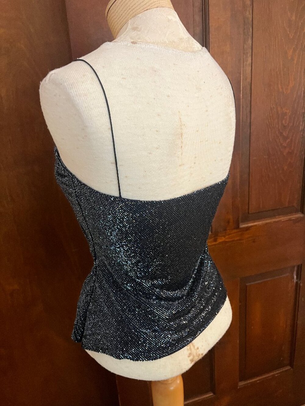 Randolph Duke Vintage Y2K Navy Blue Beaded Camisole Built-in Bra Size 8 - Picture 6 of 16